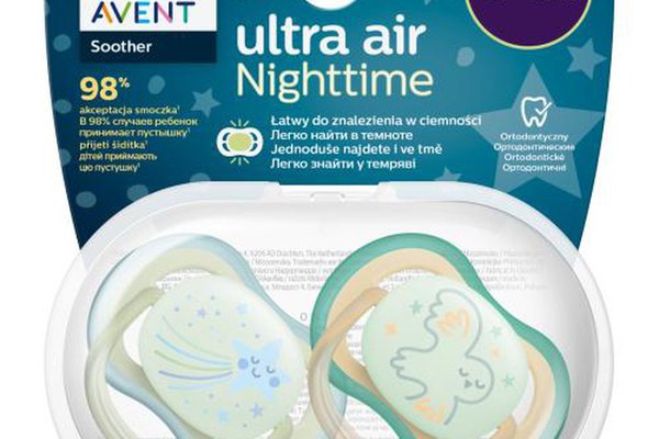 Set 2 suzete Philips-Avent SCF376/18, ultra air NightTime 0-6 luni, Ortodontice, fara BPA, Fosforescent, Pasare/Stea