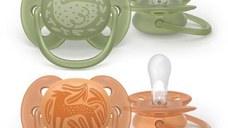 Set 2 suzete Philips Avent Ultra Soft SCF093/06, cu disc flexibil, pentru pielea sensibila a bebelusului, ortodontice, fara BPA, 18 luni+