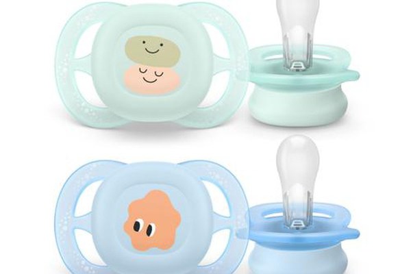 Set 2 suzete Philips Avent Ultra Start SCF075/04, ortodontice, fara BPA, 0-2 luni, cu model (Verde/Albastru)