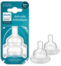 Set 2 tetine Philips Avent Anti-colici SCY763/02, +3 luni, Debit 3 (Transparent) - 1