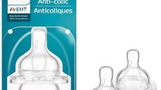 Set 2 tetine Philips Avent Anti-colici SCY763/02, +3 luni, Debit 3 (Transparent)