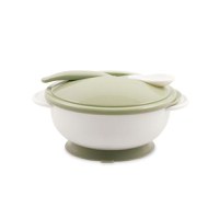 Set castron cu ventuza Lorelli, capac si lingurita, Mint Green - 1