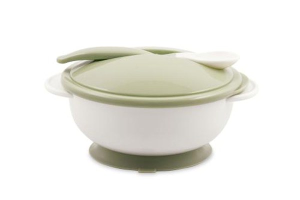 Set castron cu ventuza Lorelli, capac si lingurita, Mint Green