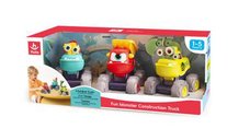 Set de 3 masinute de constructie Monstruletii Amuzanti, cu frictiune