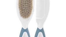Set de ingrijire par Lorelli Moonlight Blue cu perie din par natural, 0 luni+