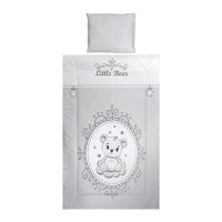 Set lenjerie pat 3 piese Lorelli Cosy  Little Bear Grey, bumbac ranforce, lavabil 30°C - 1