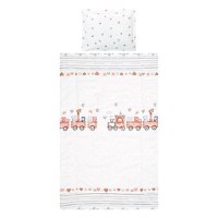 Set lenjerie pat 3 piese Lorelli Cosy Train Grey, bumbac ranforce, 0-3 luni - 1