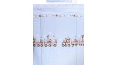 Set lenjerie pat 4 piese Lorelli Train Blue, bumbac ranforce, 70 x 140 cm, 60 x 120 cm