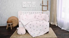 Set lenjerie patut 8 piese, Lorelli, 70x140 cm, bumbac ranforce, Blue Aeroplane