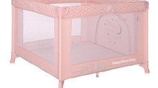 Tarc de Joaca Lorelli Happy Game Zone Roz, 100 x 100 x 74 cm, pentru 0-3 ani, maxim 15 Kg, cu Mecanism Dublu de Siguranta