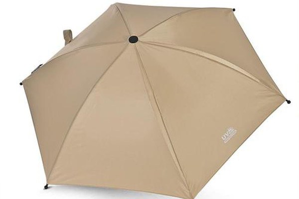 Umbrela pentru carucior Lorelli Shady, cu factor de protectie 50+, potrivire cu majoritatea carucioarelor, sistem de prindere reglabil, brat flexibil, material impermeabil, Bej