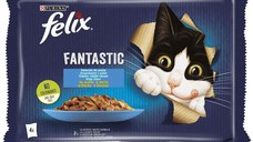 FELIX Fantastic Pachet plicuri pentru pisici, cu Somon şi Cambulă 4x85g