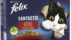 FELIX Fantastic Pachet plicuri pt pisici, cu Pui, Vită, Iepure şi Miel 12x85g