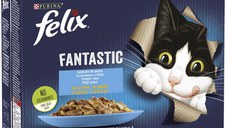 FELIX Fantastic Pachet plicuri pt pisici, cu Ton, Somon, Cod şi Cambulă 12x85g