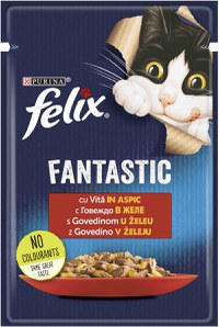 FELIX Fantastic Plic hrană umedă pentru pisici, cu Vită 85g - 1