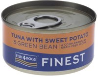 FISH4DOGS Finest Conservă câini, cu Ton, Cartofi dulci şi Fasole verde 85g - 1