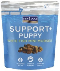 FISH4DOGS Support+ PUPPY Recompensă pentru căţei, biscuiţi cu Peşte alb 150g - 1