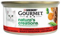 GOURMET Nature's Creations Conservă pentru pisici, Vită, Mazăre şi Morcovi 85g - 1