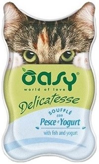 OASY Delicatesse Souffl Pate pentru pisici, cu Peşte şi Iaurt 85g - 1