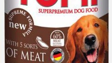 TOMI Conservă pentru câini, cu 5 feluri de Carne în Sos 400g