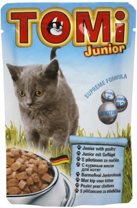 TOMI Plic hrană umedă JUNIOR pentru pisicuţe, cu Pasăre 100g - 1