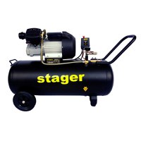 Compresor aer, 100L, Stager HM3100V-10 10bar, 356L/min, monofazat, angrenare directa - 1