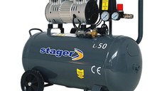 Compresor aer, 50L, Stager HM0.75JW/50 8bar, 165L/min, monofazat, angrenare directa, silentios