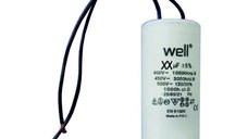 Condensator de pornire motor Well, 450V, 30uF, cu fir si fixare cu surub
