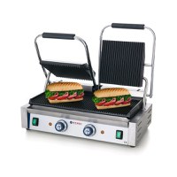 Contact Grill Dublu, 2 Termostate 0-300 gr C, Ambele Suprafete Striate 475x230 mm, Electric, Hendi, Potrivit si Pentru Uz Profesional, 3600W - 1