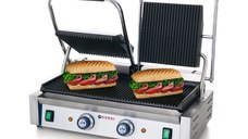 Contact Grill Dublu, 2 Termostate 0-300 gr C, Ambele Suprafete Striate 475x230 mm, Electric, Hendi, Potrivit si Pentru Uz Profesional, 3600W