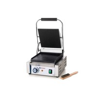 Contact Grill Profesional Hendi, Partea Superioara Striata, Partea Inferioara Neteda, 1800W, termostat 0-300 gr C, 29x37x(H)21 cm, Grill 22 x 23 cm - 1