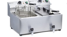 Friteuza electrica profesionala dubla Master Cook, 2x8 litri, 2x3500 W, inox, cu robinet scurgere ulei