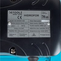 Hidrofor Detoolz 0.9 kW, debit maxim 2280l/h, inaltime maxima de pompare 40m, corp pompa fonta, butelie 24L, ejector - 10