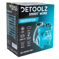 Hidrofor Detoolz 0.9 kW, debit maxim 2280l/h, inaltime maxima de pompare 40m, corp pompa fonta, butelie 24L, ejector - 4