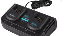 Incarcator pentru 2 acumulatori 18V incarcare 3.5A/ora, compatibil unelte Detoolz