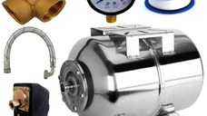 Kit accesorii hidrofor, vas expansiune 50L Inox, IBO Polonia, presostat, manometru, racord 5 cai bronz, furtun racord Inox cu cot 70cm