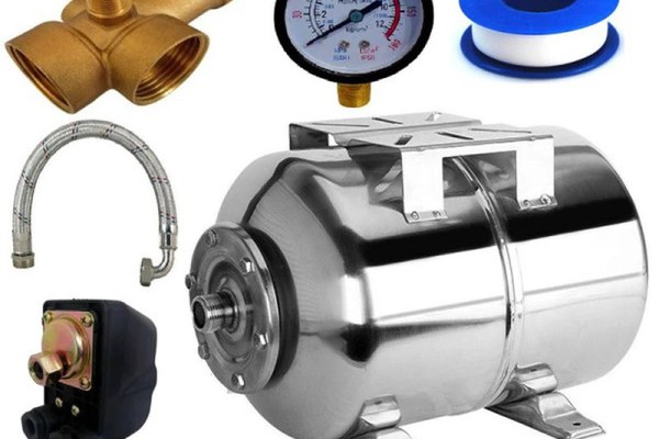 Kit accesorii hidrofor, vas expansiune 50L Inox, IBO Polonia, presostat, manometru, racord 5 cai bronz, furtun racord Inox cu cot 70cm