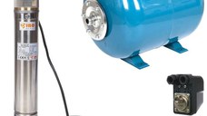 Kit Hidrofor 24L cu pompa submersibila IBO Polonia 3SKM100, 750W, 45 l/min, H refulare 60m, 20m cablu