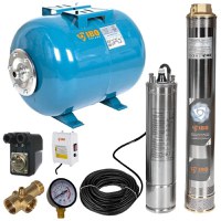 Kit hidrofor 50L cu pompa submersibila IBO Dambat 4SDM4/14, 1.1kW, debit 100l/min, H refulare 102m, racord 1.5 toli, rezistenta la nisip - 1