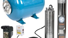 Kit hidrofor 50L cu pompa submersibila IBO Dambat 4SDM4/14, 1.1kW, debit 100l/min, H refulare 102m, racord 1.5 toli, rezistenta la nisip