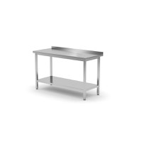 Masa de lucru din inox, cu rebord si polita pregatita pentru ansamblare, 1000x700xh850mm - 1