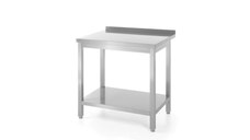Masa de Lucru Profesionala din Inox AISI 430, Pentru Perete, cu Polita, 800x600xH850 mm