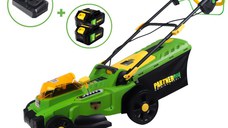 Masina de Tuns Gazon pe Acumulator Partnerpro PP8A110-J, 2x20V 4Ah, 1 Incarcator dublu, 3300 rpm, 35 L