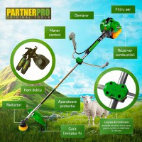 Motocoasa pe Benzina Partnerpro PP57, 6CP, 52CC, 2T - 3