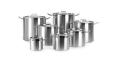 Oala inox inalta cu capac 50 Lit, 40 cm diametru x 40 cm inaltime, solida, gama Hendi Profi Line, potrivita si pentru uz profesional