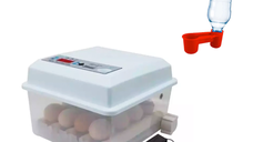 Pachet Incubator Oua Automat MS-16, 16 oua, Alimentare 12V/220V + Adapatoare pentru pui cu capac pentru sticla - set 10 bucati