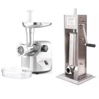 Pachet Masina de tocat carne, 400W, 100-300 Kg/h, HENDI 198 + Aparat Umplut Carnati Inox, Profesional, Profi Line, 5 Kg, 2 Viteze de Umplere, 4 Palnii Inox - 1