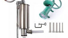 Pachet Masina Tocat Carne din Fonta, Nr 32 cu Palnie + Carnatar Vertical PRO Inox, 4 Kg, GF-1415