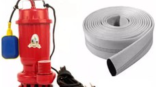 Pachet Pompa Apa Murdara cu Plutitor Micul Fermier GF-0749 (1.1 kW, 15 m3/h) + Furtun 20 m - 2 Toli si Colier de Prindere