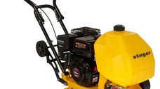Placa compactoare usoara, Loncin G200F benzina, rezervor apa, roti, covor silicon, Stager PCB90